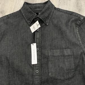Express Denim Shirt Mens Sz XS Black Button Down Long Sleeve Stretch NEW
